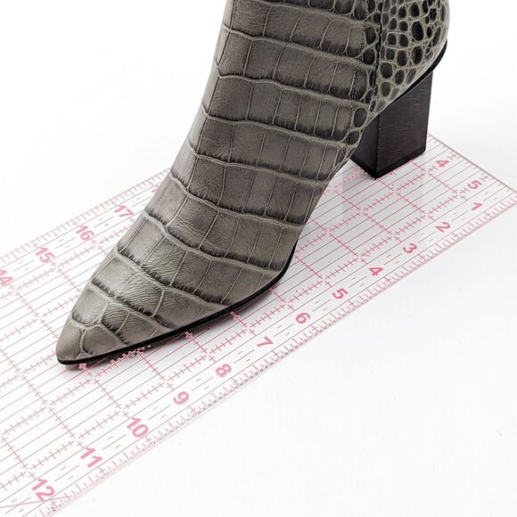 Freda Salvador Women Fia Croc Embossed Pointy Toe Heeled Leather boots size 8.5 - Picture 7 of 10